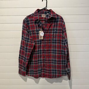 Redhead Mens Ozark Mountain YD Flannel Shirt Navy Red Plaid Medium NWT